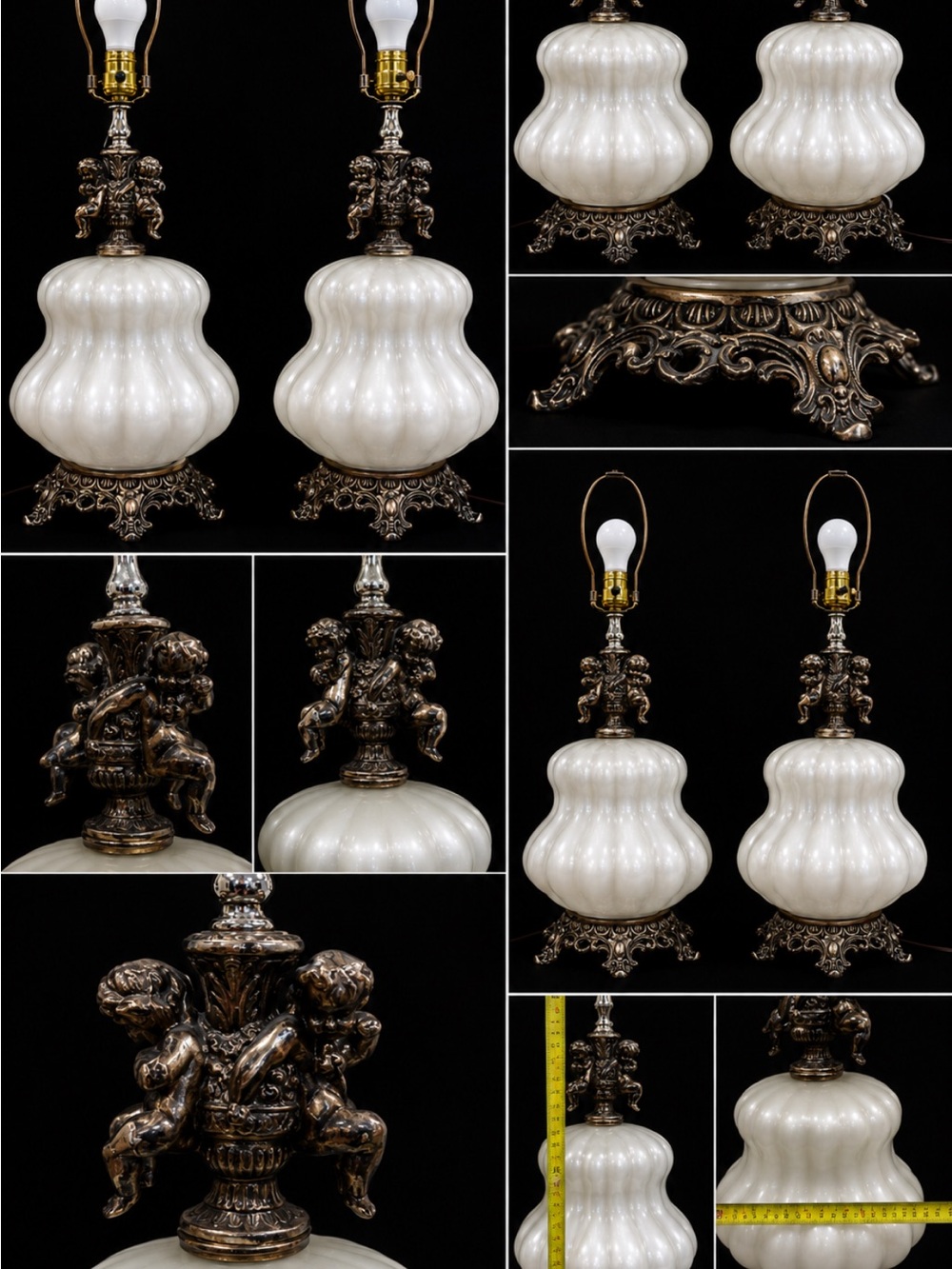 Pair Of Vintage Cornell Victorian Cherub Lamp Hollywood Regency - Picture 1 of 16